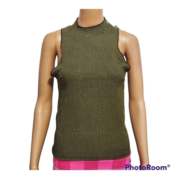 Zara Mock Neck Stripes Sleeveless Top - Picture 1 of 9